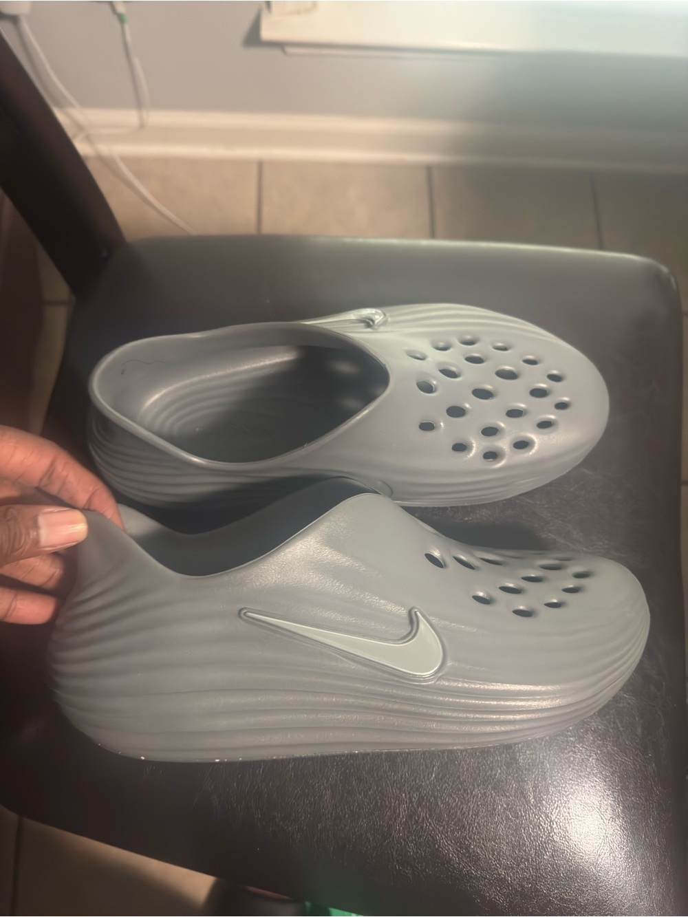 Nike Gray Slip-On Clog Sandals